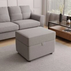Baxter Textured Weave Storage Footstool -ELEND SHOP 30770364