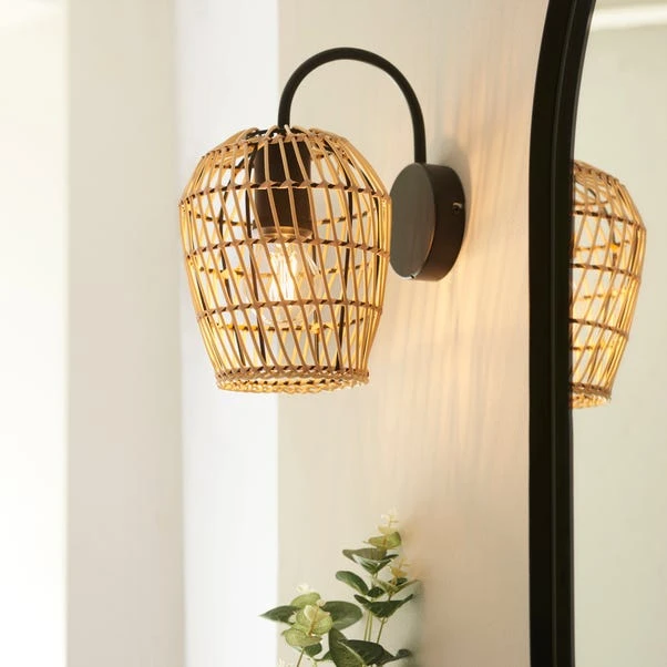 Kirra Bathroom Faux Rattan Wall Light 8 Kirra Bathroom Faux Rattan Wall Light - Image 8