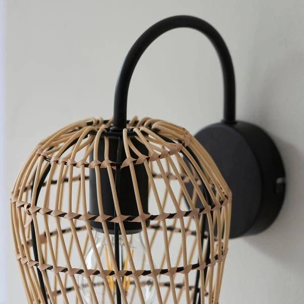Kirra Bathroom Faux Rattan Wall Light 11 Kirra Bathroom Faux Rattan Wall Light - Image 11