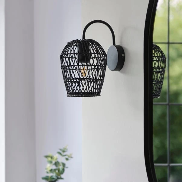 Kirra Bathroom Faux Rattan Wall Light 2 Kirra Bathroom Faux Rattan Wall Light - Image 2
