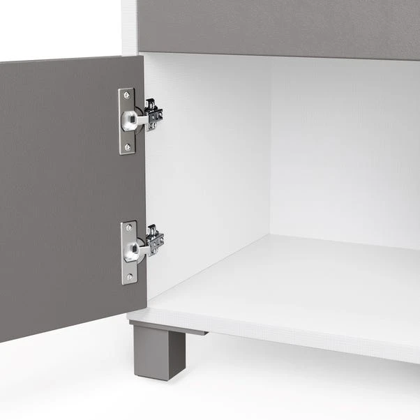 LED Smart Click 1 Door & 1 Door Lamp Table, White & Grey 8 LED Smart Click 1 Door & 1 Door Lamp Table, White & Grey - Image 8