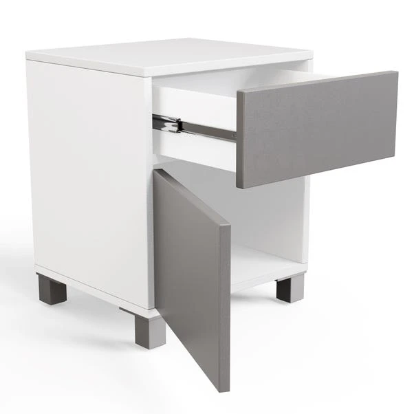 LED Smart Click 1 Door & 1 Door Lamp Table, White & Grey 9 LED Smart Click 1 Door & 1 Door Lamp Table, White & Grey - Image 9