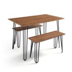 Bella 4 Seater Rectangular Hairpin Leg Dining Table With 2 Benches -ELEND SHOP 30793847 alt03