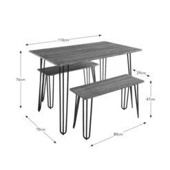 Bella 4 Seater Rectangular Hairpin Leg Dining Table With 2 Benches -ELEND SHOP 30793847 alt09