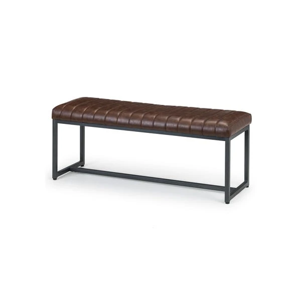 Brooklyn 2 Seater Dining Bench, Brown Faux Leather, 120cm 2 Brooklyn 2 Seater Dining Bench, Brown Faux Leather, 120cm - Image 2