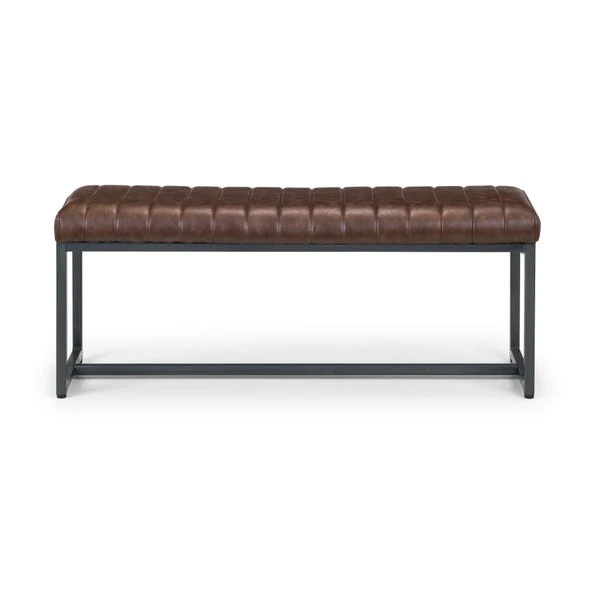 Brooklyn 2 Seater Dining Bench, Brown Faux Leather, 120cm 3 Brooklyn 2 Seater Dining Bench, Brown Faux Leather, 120cm - Image 3