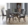 Chelsea 6 Seater Round Large Dining Table With 6 Madrid Chairs, Brown Glass
