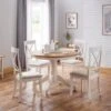 Davenport 4 Seater Round Pedestal Dining Table With 4 Chairs, Off White