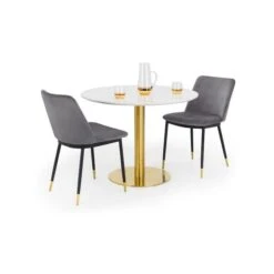 Palermo 4 Seater Round Pedestal Dining Table, White -ELEND SHOP 30794330 alt06