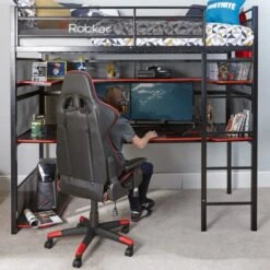 X Rocker Battlebunk Gaming High Sleeper Bunk Bed With Shelf & Desk -ELEND SHOP 30796021 alt02
