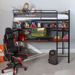 X Rocker Battlebunk Gaming High Sleeper Bunk Bed With Shelf & Desk -ELEND SHOP 30796021 alt04