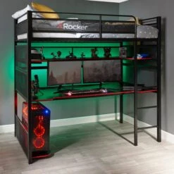 X Rocker Battlebunk Gaming High Sleeper Bunk Bed With Shelf & Desk -ELEND SHOP 30796021 alt06