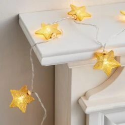Gold Metal Mesh Star LED String Lights -ELEND SHOP 30798954 alt02