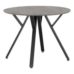 Athens 4 Seater Round Dining Table With 4 Chairs, Grey Concrete Effect -ELEND SHOP 30799461 alt03