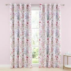 Watercoloured Floral Blackout Eyelet Curtains -ELEND SHOP 30801507 alt01