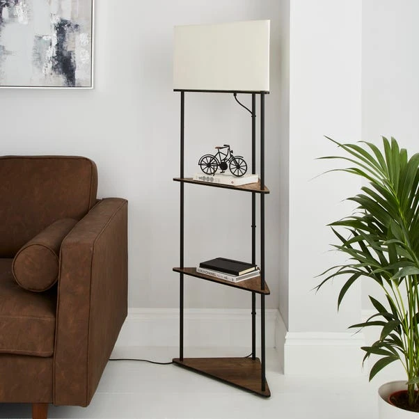 Fulton Corner Shelved Floor Lamp Rustic Pine 2 Fulton Corner Shelved Floor Lamp Rustic Pine - Image 2