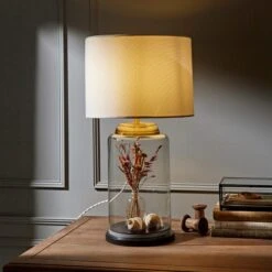 Antique Brass Glass Jar Table Lamp