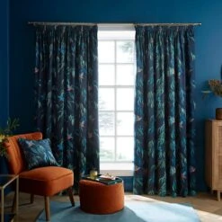Natural History Museum Kingfisher Pencil Pleat Curtains -ELEND SHOP 30810082 alt01