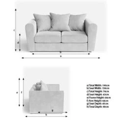 Blake Cosy Sherpa Quilted Arm 2 Seater Sofa, Ivory -ELEND SHOP 30812899 alt09