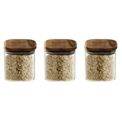Set Of 3 Air Seal Square Glass Storage Jars 15 Set Of 3 Air Seal Square Glass Storage Jars -ELEND SHOP 30816120