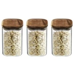 Set Of 3 Air Seal Square Glass Storage Jars 12 Set Of 3 Air Seal Square Glass Storage Jars -ELEND SHOP 30816121