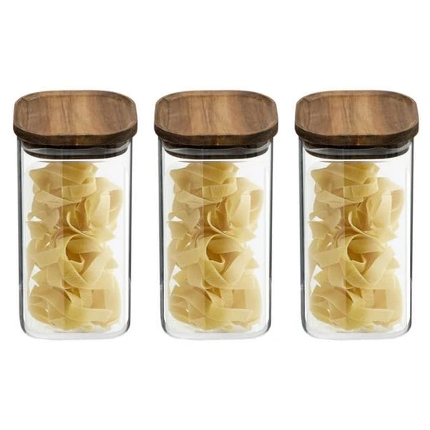 Set Of 3 Air Seal Square Glass Storage Jars 1 Set Of 3 Air Seal Square Glass Storage Jars