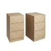 Set Of 2 Taranto 3 Drawer Bedside Tables, Oak Effect