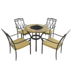 Bayfield Firepit 89cm Table With 4 Ascot Chairs Set -ELEND SHOP 30826728 alt05