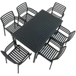 Cube Dining Table With 6 Doga Chair Set Anthracite -ELEND SHOP 30826760 alt07