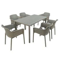 Turtle Dove Cube Dining Table With 6 Net Chair Set