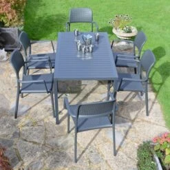 Cube Dining Table With 6 Bora Chair Set Anthracite -ELEND SHOP 30826762 alt03