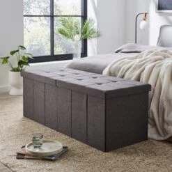 Faux Linen Bed Ottoman 15 Faux Linen Bed Ottoman -ELEND SHOP 30835301