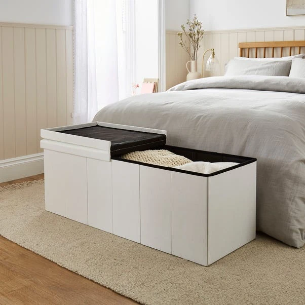 Faux Linen Bed Ottoman 2 Faux Linen Bed Ottoman - Image 2