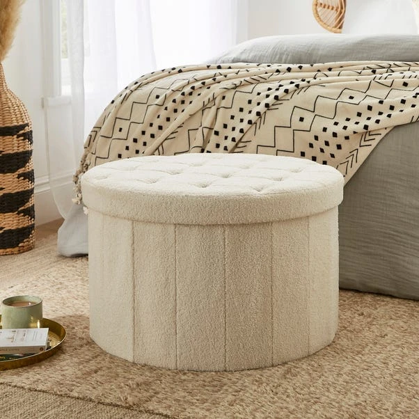 Boucle Large Round Ottoman 1 Boucle Large Round Ottoman