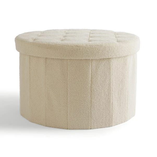 Boucle Large Round Ottoman 4 Boucle Large Round Ottoman - Image 4