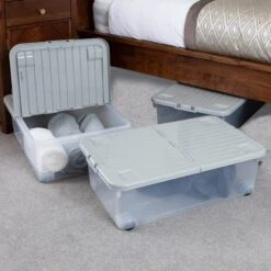 Wham 32L Set Of 3 Underbed Storage Box With Wheels & Lid 16 Wham 32L Set Of 3 Underbed Storage Box With Wheels & Lid -ELEND SHOP 30839239