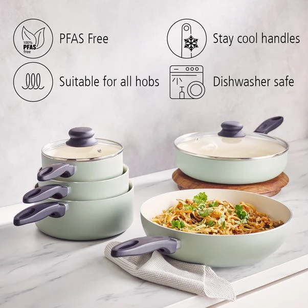Brabantia Non-Stick Aluminium Sage 5 Piece Pan Set 2 Brabantia Non-Stick Aluminium Sage 5 Piece Pan Set - Image 2