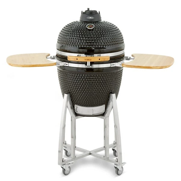 Tower Kamado XL Ceramic Charcoal BBQ With Wooden Shelves, Black 2 Tower Kamado XL Ceramic Charcoal BBQ With Wooden Shelves, Black - Image 2