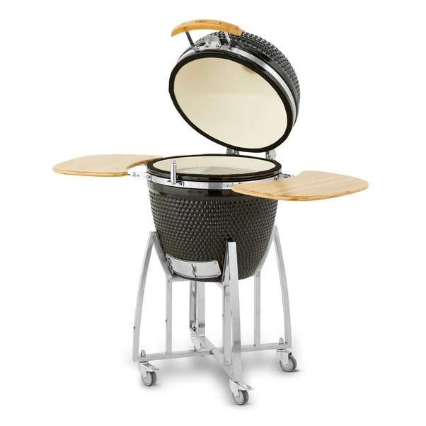 Tower Kamado XL Ceramic Charcoal BBQ With Wooden Shelves, Black 4 Tower Kamado XL Ceramic Charcoal BBQ With Wooden Shelves, Black - Image 4