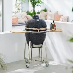 Tower Kamado XL Ceramic Charcoal BBQ With Wooden Shelves, Black 12 Tower Kamado XL Ceramic Charcoal BBQ With Wooden Shelves, Black -ELEND SHOP 30849205 alt04