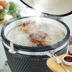 Tower Kamado XL Ceramic Charcoal BBQ With Wooden Shelves, Black 14 Tower Kamado XL Ceramic Charcoal BBQ With Wooden Shelves, Black -ELEND SHOP 30849205 alt06