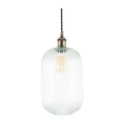 Abigail Tall Ribbed Glass Pendant Light -ELEND SHOP 30850623 alt03