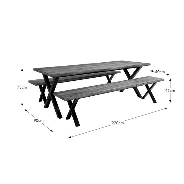 Ezra Large 8 Seater Dining Bench Set, 220cm 7 Ezra Large 8 Seater Dining Bench Set, 220cm - Image 7