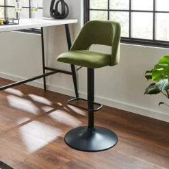Jonas Adjustable Height Bar Stool, Velvet -ELEND SHOP 30851449