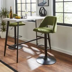 Jonas Adjustable Height Bar Stool, Velvet -ELEND SHOP 30851449 alt01