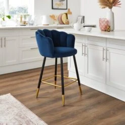 Vivian Counter Height Bar Stool, Velvet -ELEND SHOP 30857287