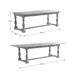 Bridget 6-8 Seater Rectangular Extendable Dining Table, Whitewash Mango Wood -ELEND SHOP 30857944 alt09