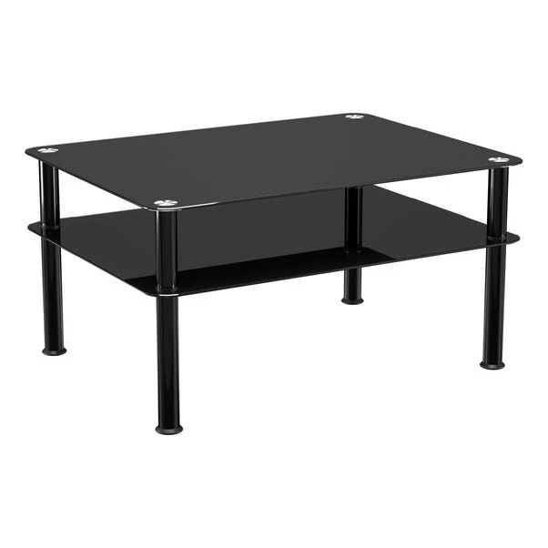 AVF Large Coffee Table, Black Glass With Black Legs 2 AVF Large Coffee Table, Black Glass With Black Legs - Image 2