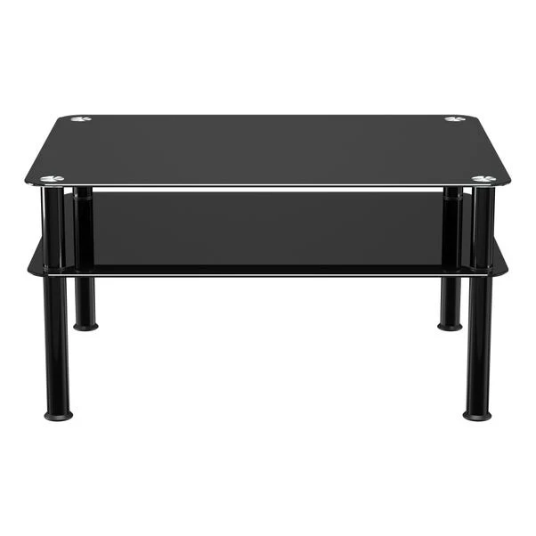 AVF Large Coffee Table, Black Glass With Black Legs 3 AVF Large Coffee Table, Black Glass With Black Legs - Image 3