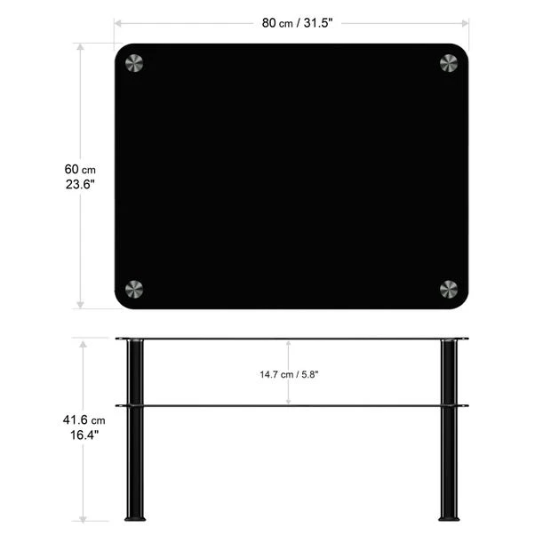 AVF Large Coffee Table, Black Glass With Black Legs 5 AVF Large Coffee Table, Black Glass With Black Legs - Image 5